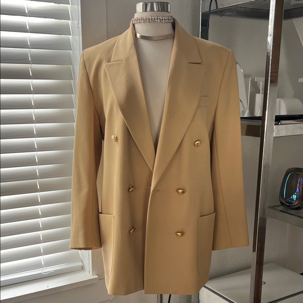 Marks & Spencer Tan Double-Breasted Blazer